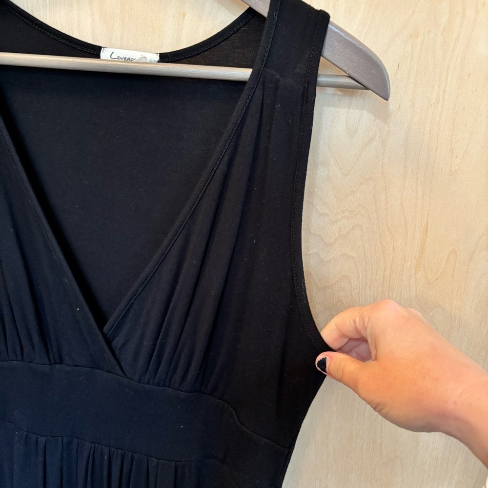 Minimalist Travel Maxi Dress Size Medium Loveappella Black Jersey Timeless Basic - Picture 6 of 9